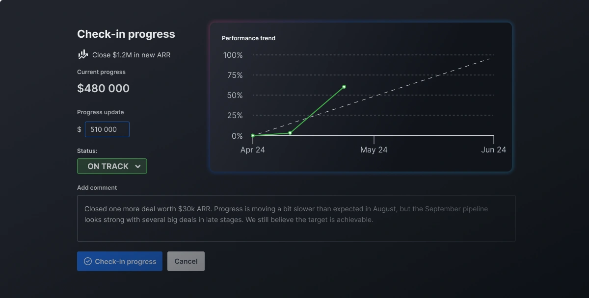 Effortbox async check-in interface for team updates